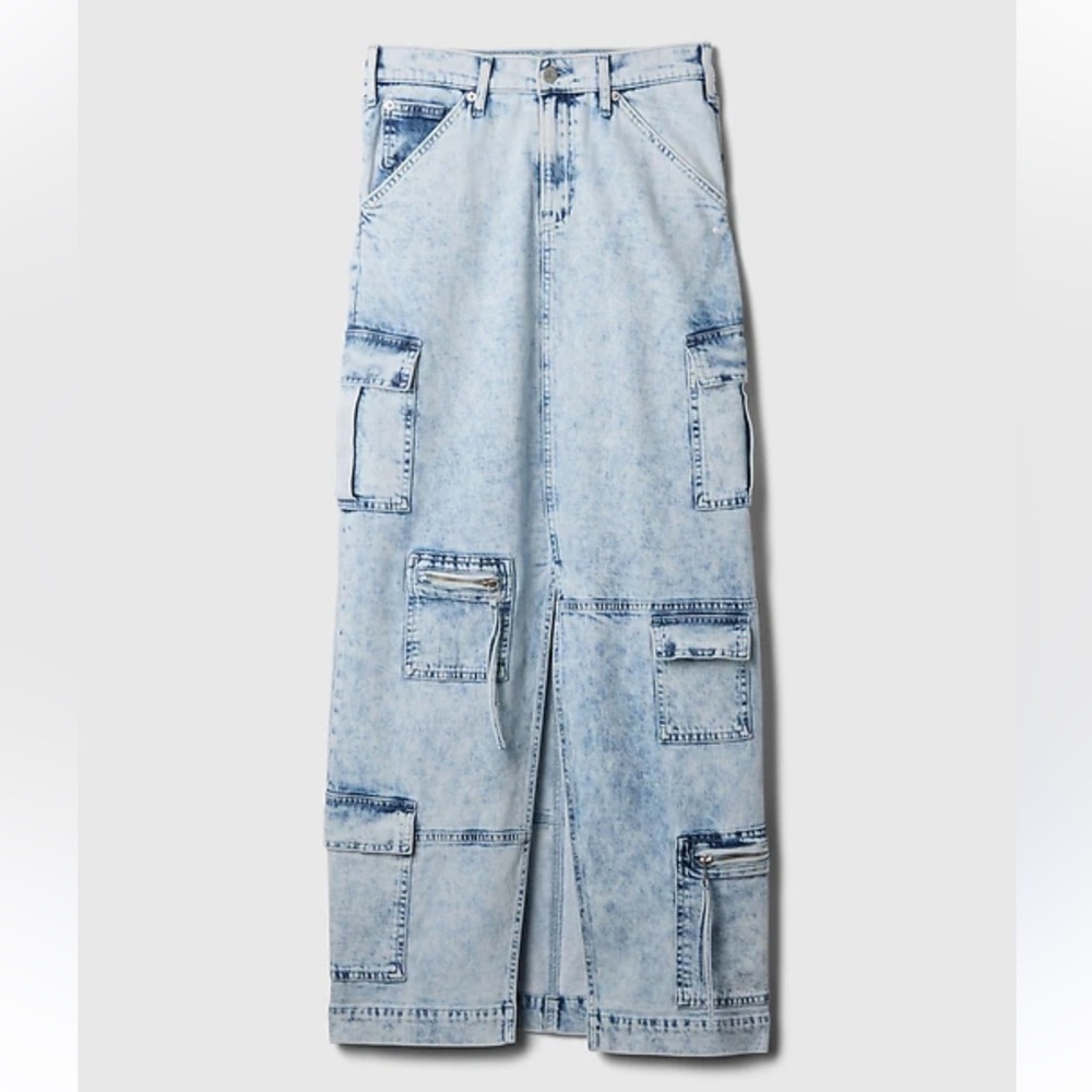 Cargo Light Blue Denim Maxi dress